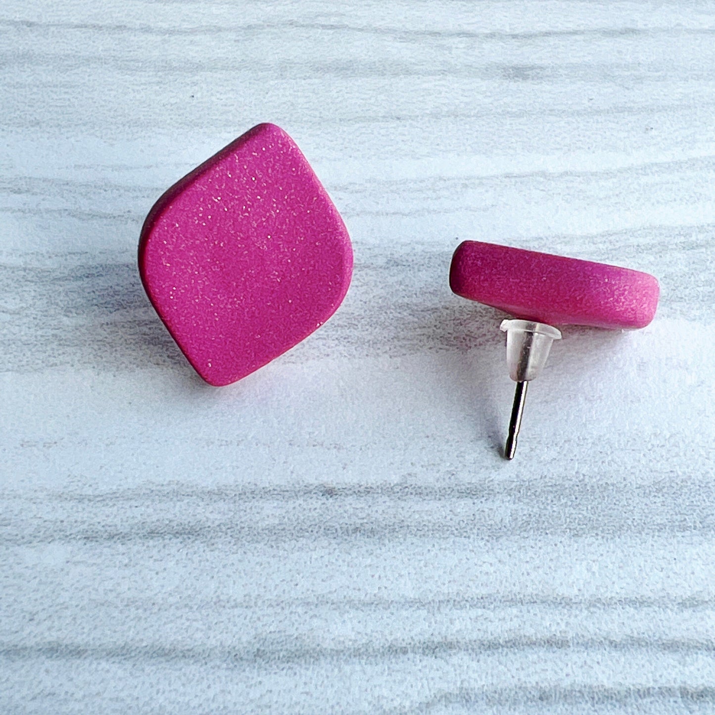 Earring Fuchsia Curved Diamond Stud Earrings