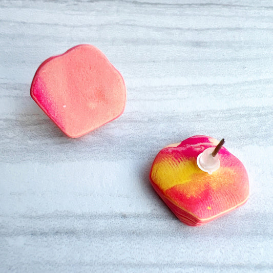 Earrings Orange & Pink Petal Stud Earrings