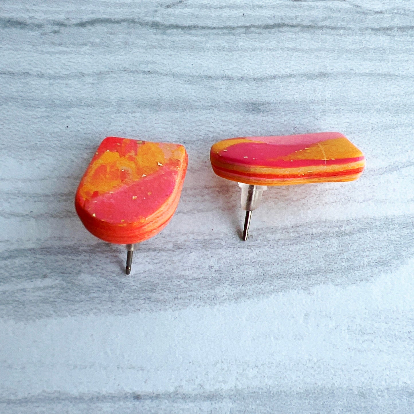 Earring Sunrise Curved Rectangle Stud Earrings