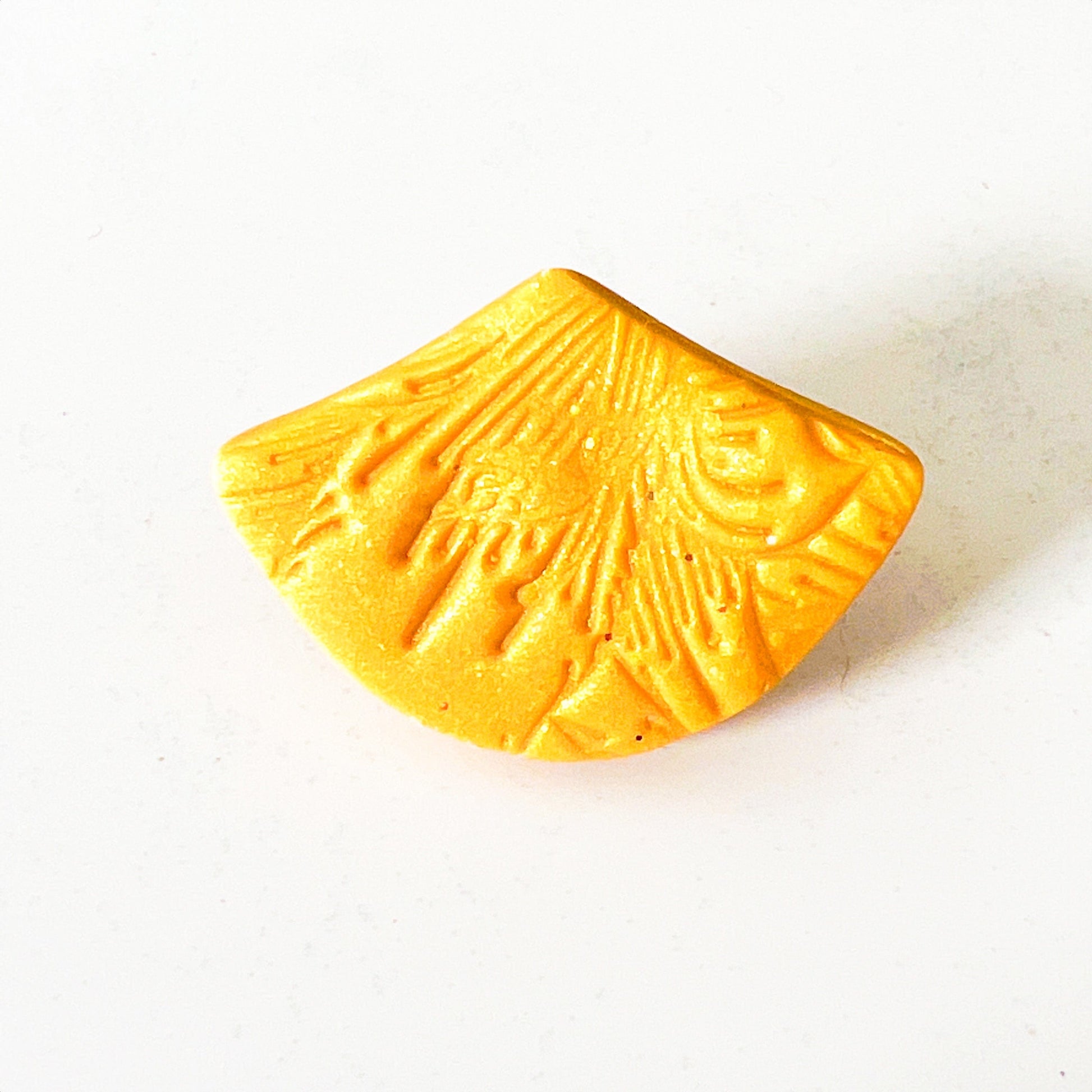 Earrings Yellow Embossed Fan Stud Earrings