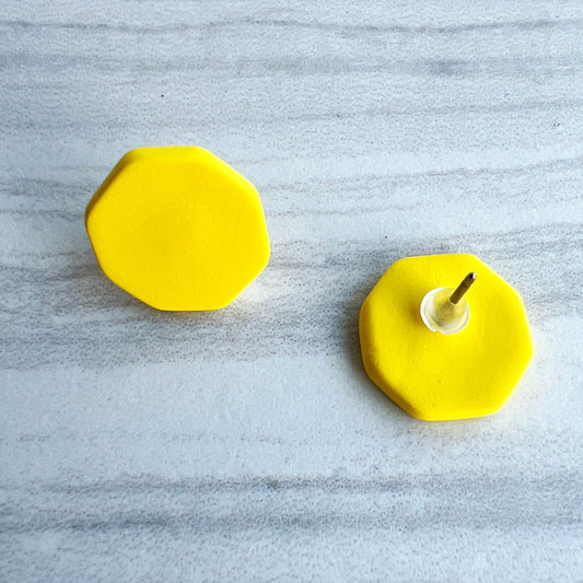 Earrings Yellow Hexagon Stud Earrings