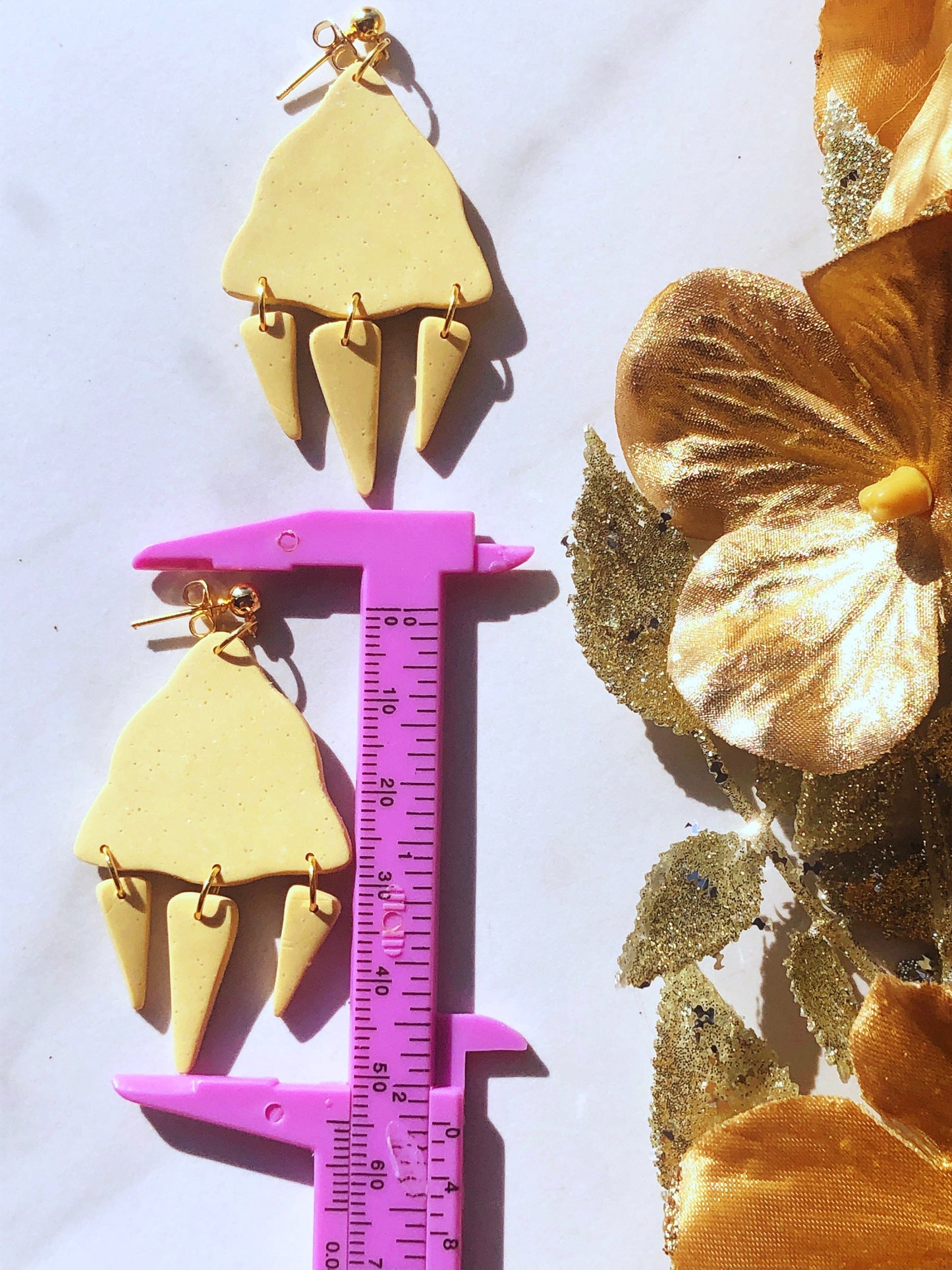 Earrings Apricity Apricity Yellow Polymer Clay Traingle Earrings, Gold & Yellow Earrings