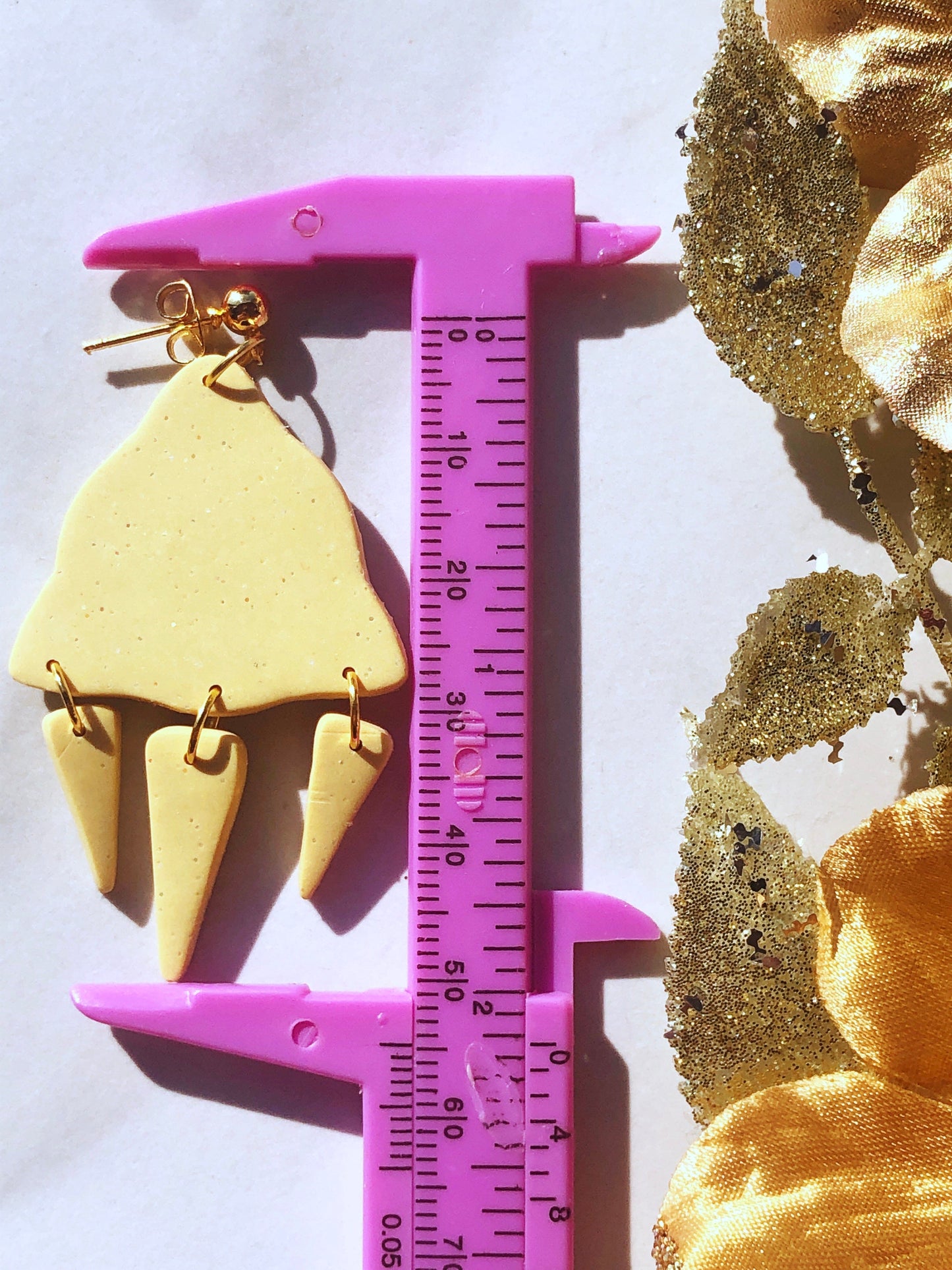Earrings Apricity Apricity Yellow Polymer Clay Traingle Earrings, Gold & Yellow Earrings