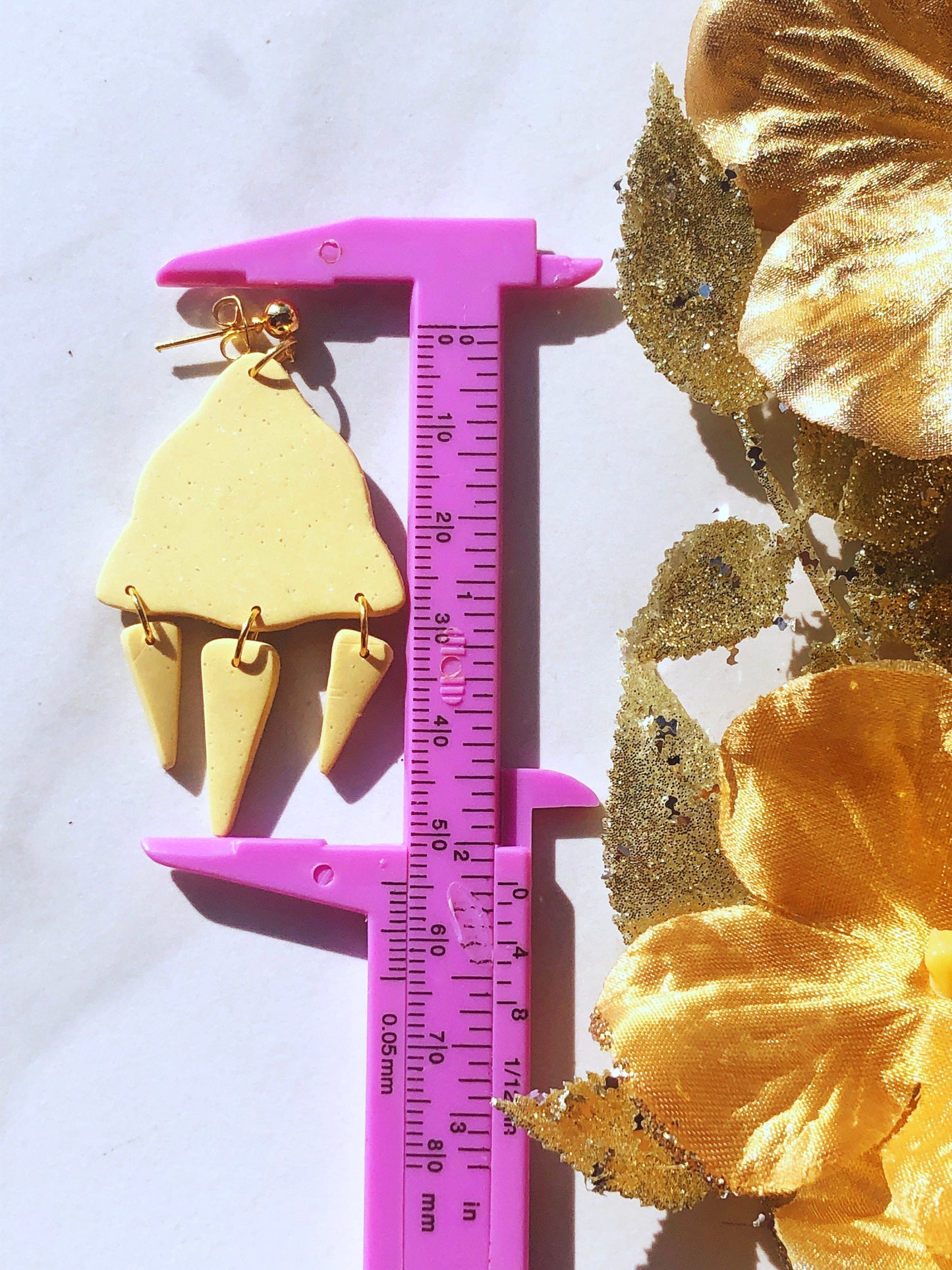 Earrings Apricity Apricity Yellow Polymer Clay Traingle Earrings, Gold & Yellow Earrings