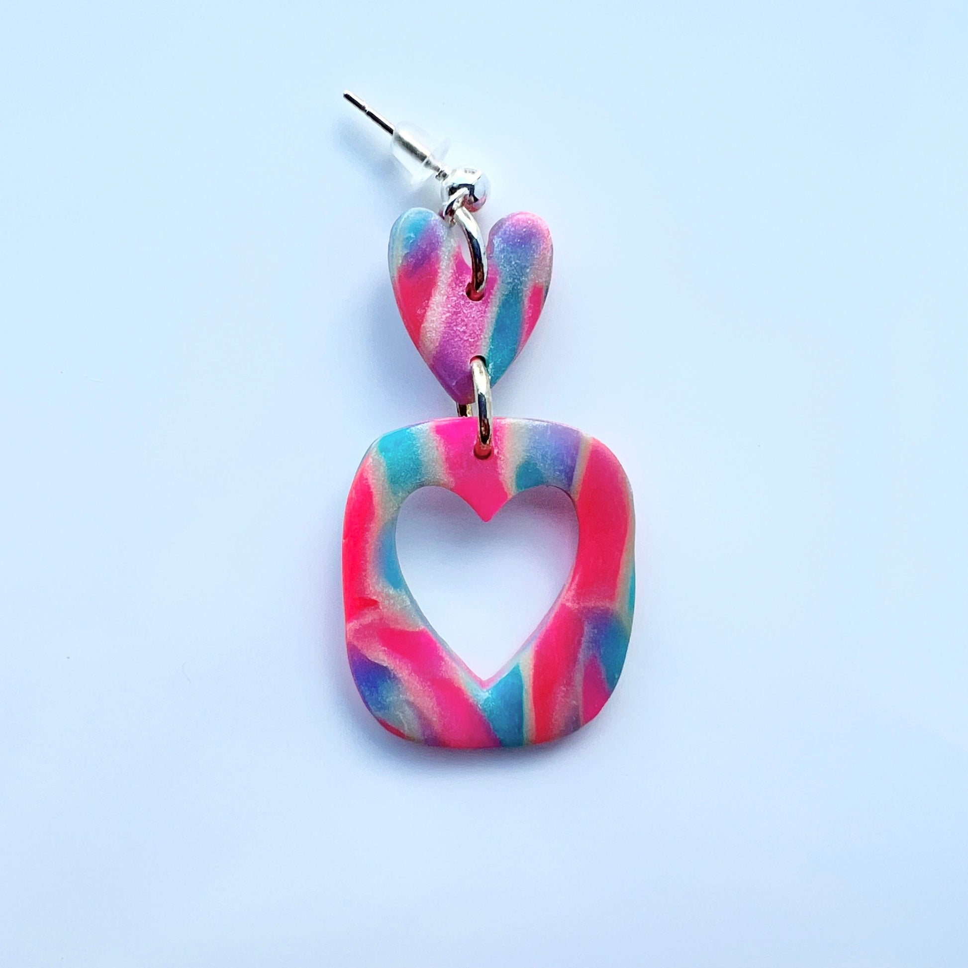 Earrings Mila - Colorful Marbled Heart Earrings