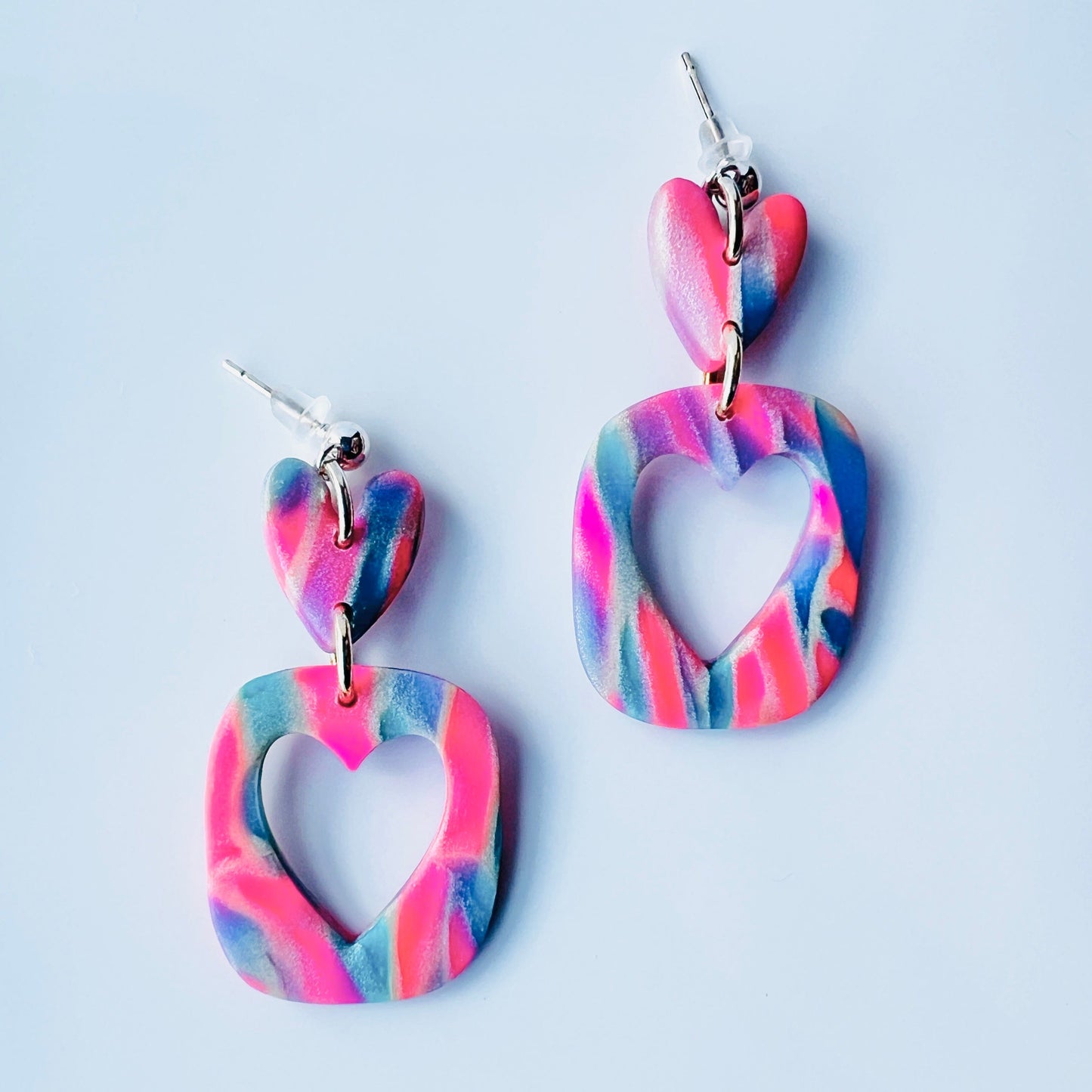 Earrings Mila - Colorful Marbled Heart Earrings