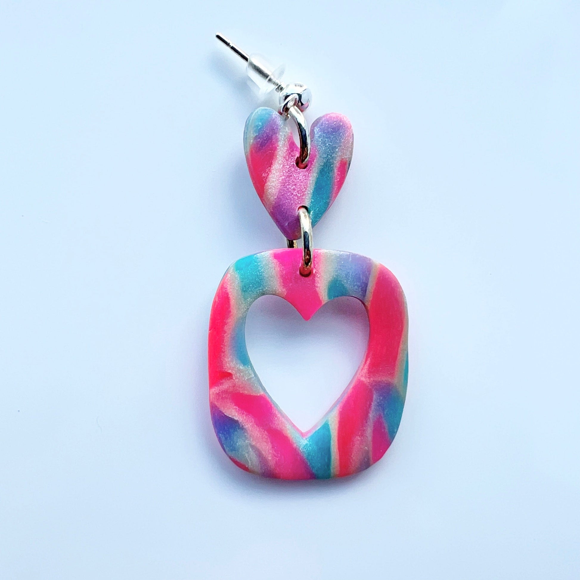 Earrings Mila - Colorful Marbled Heart Earrings