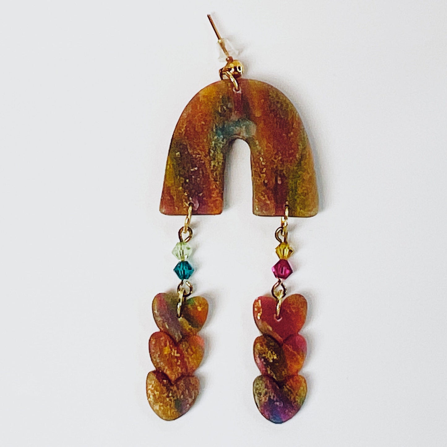 Earrings Esme - Rainbow Arch & Heart Earrings Esme Rainbow Arch Heart Earrings, Polymer Clay Earrings, Clay Earrings
