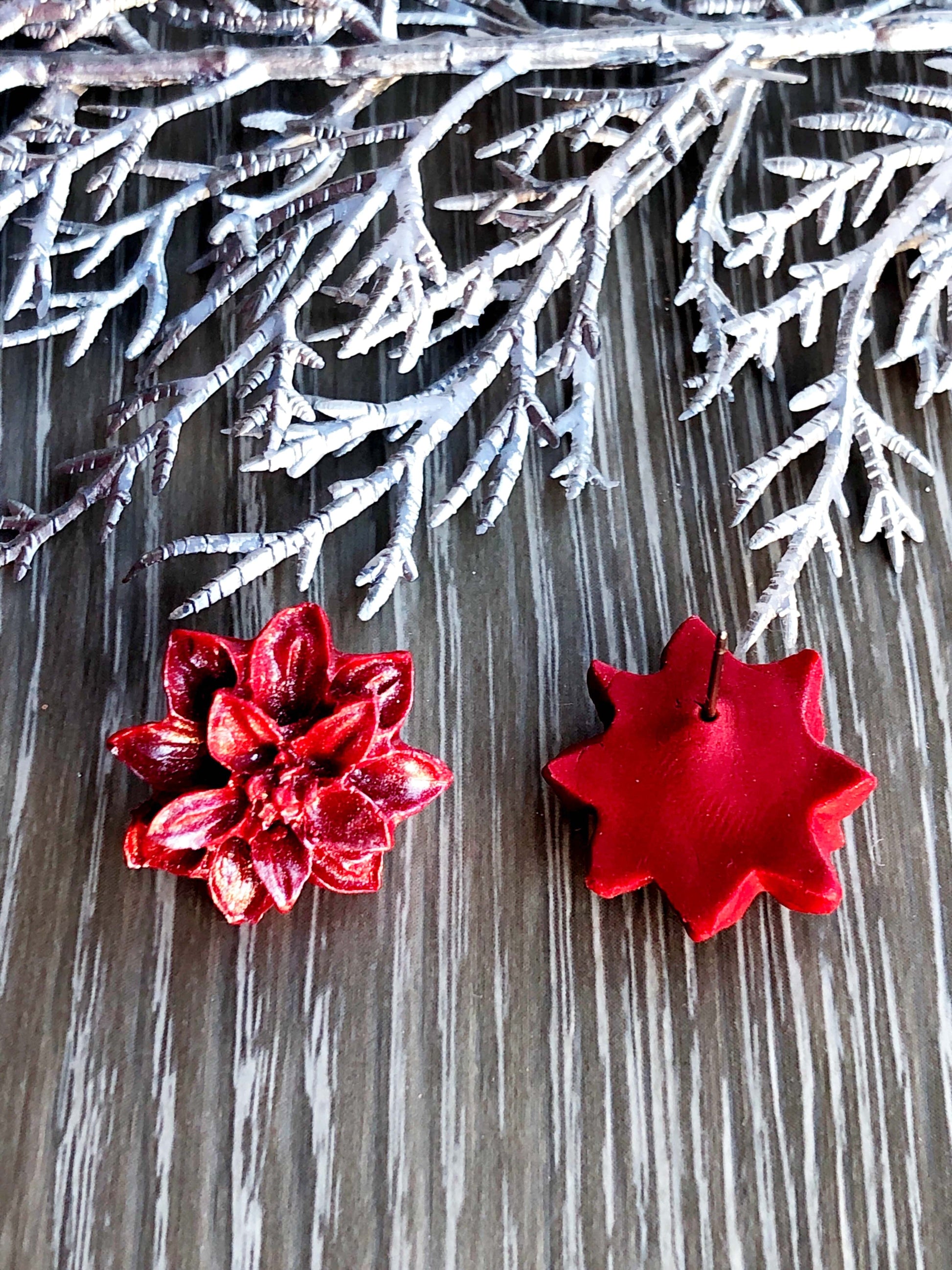 Earrings Poinsettia Stud Earrings