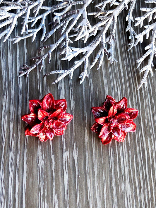 Earrings Poinsettia Stud Earrings