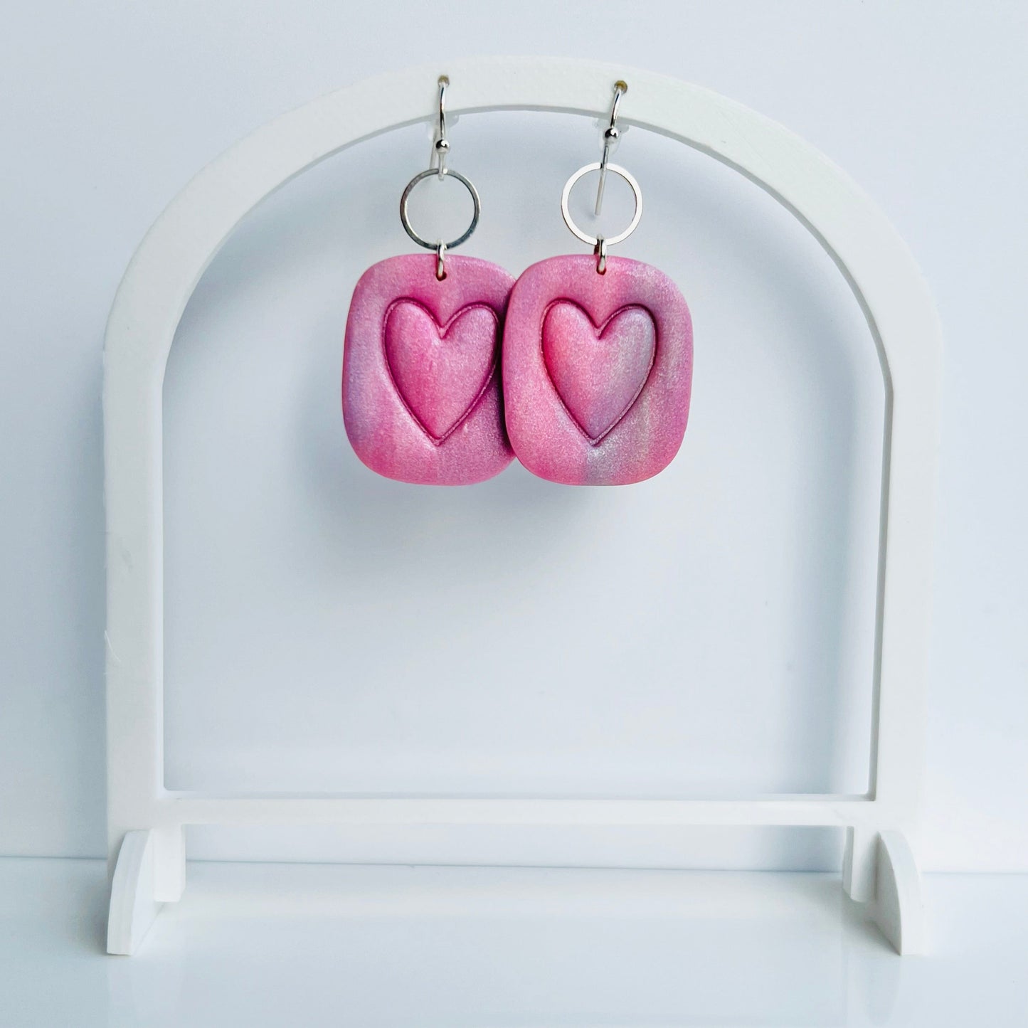 Earrings Amora - Purple & Pink Square Heart Earrings