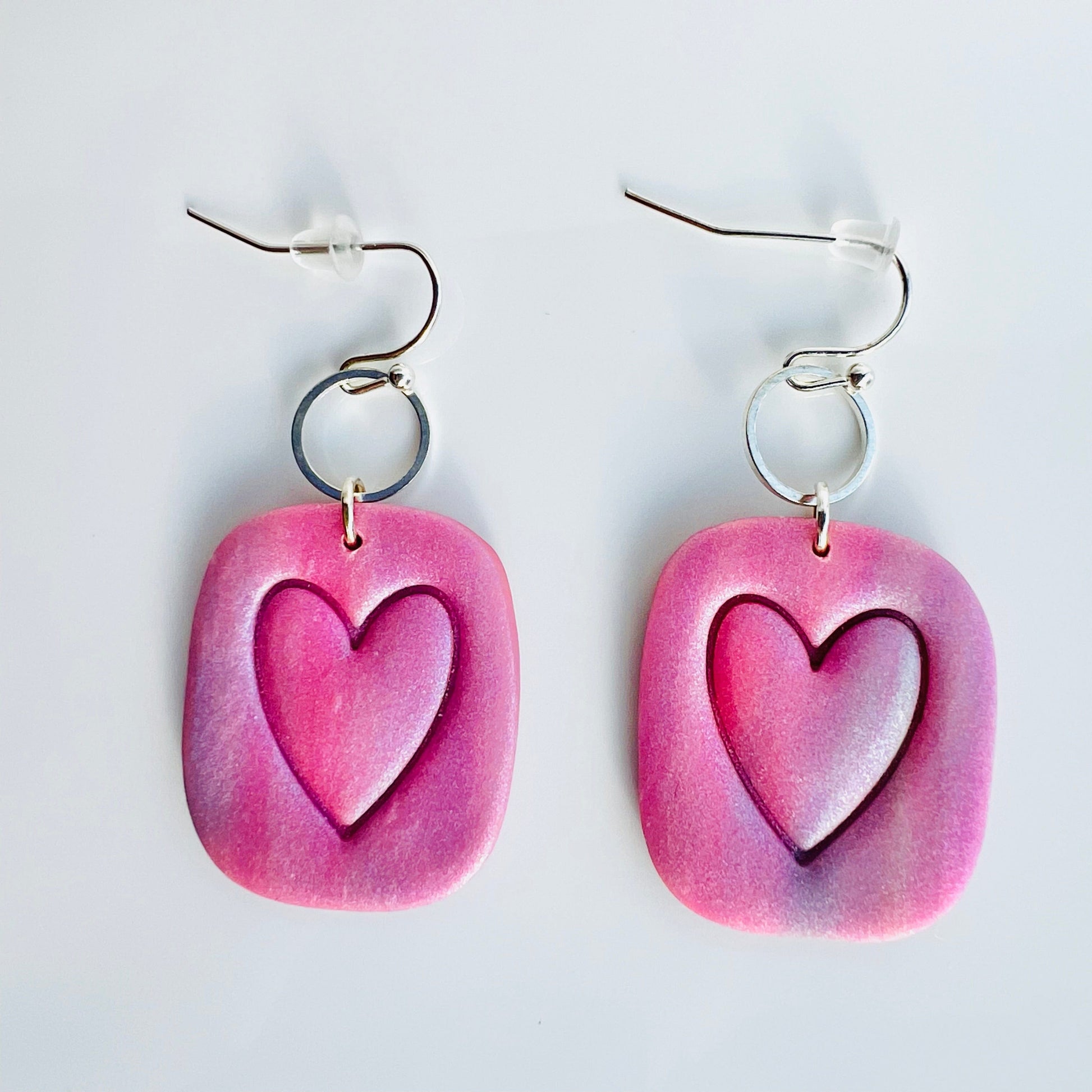 Earrings Amora - Purple & Pink Square Heart Earrings