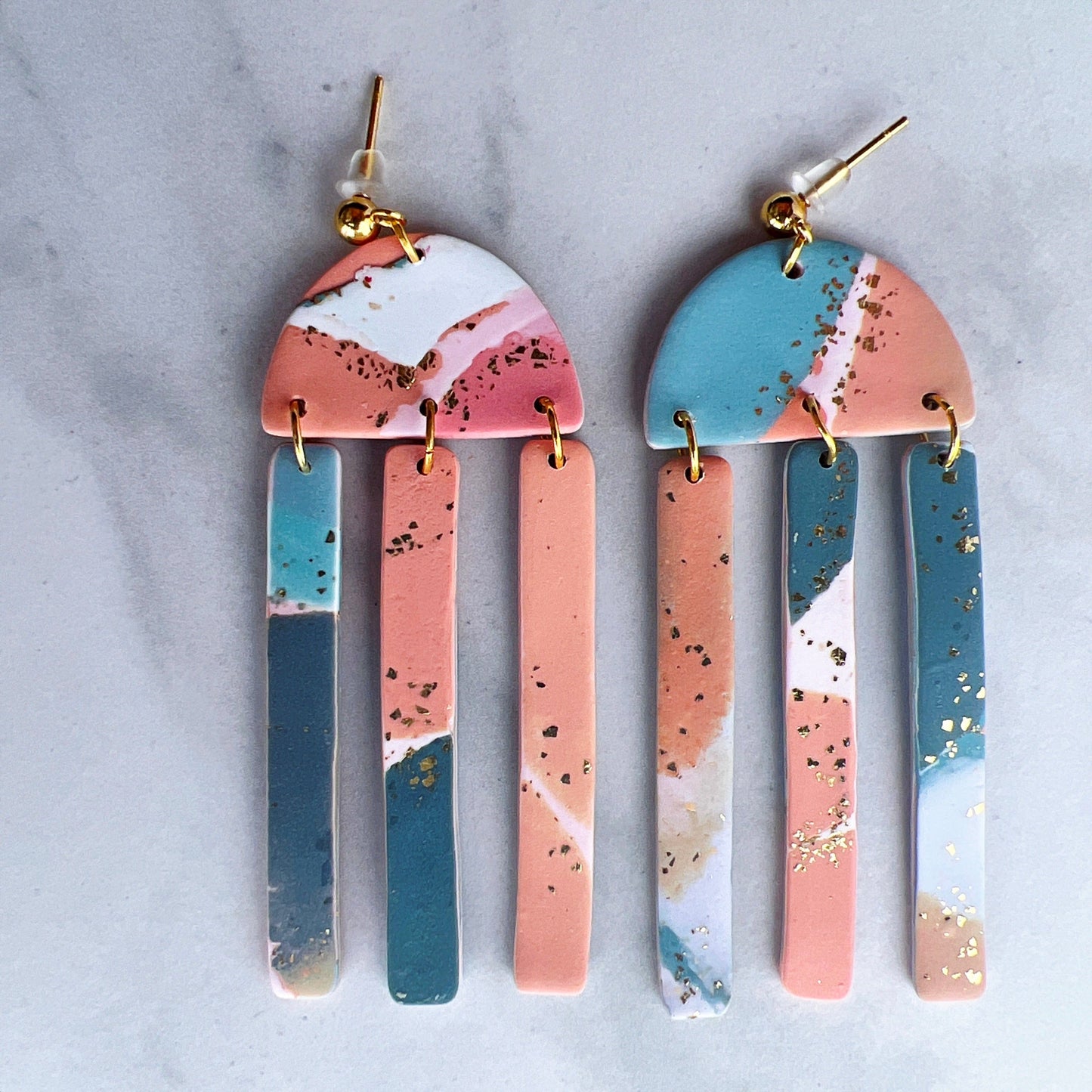 Earrings Waverly - Half Circle Earrings with Rectangle Dangles
