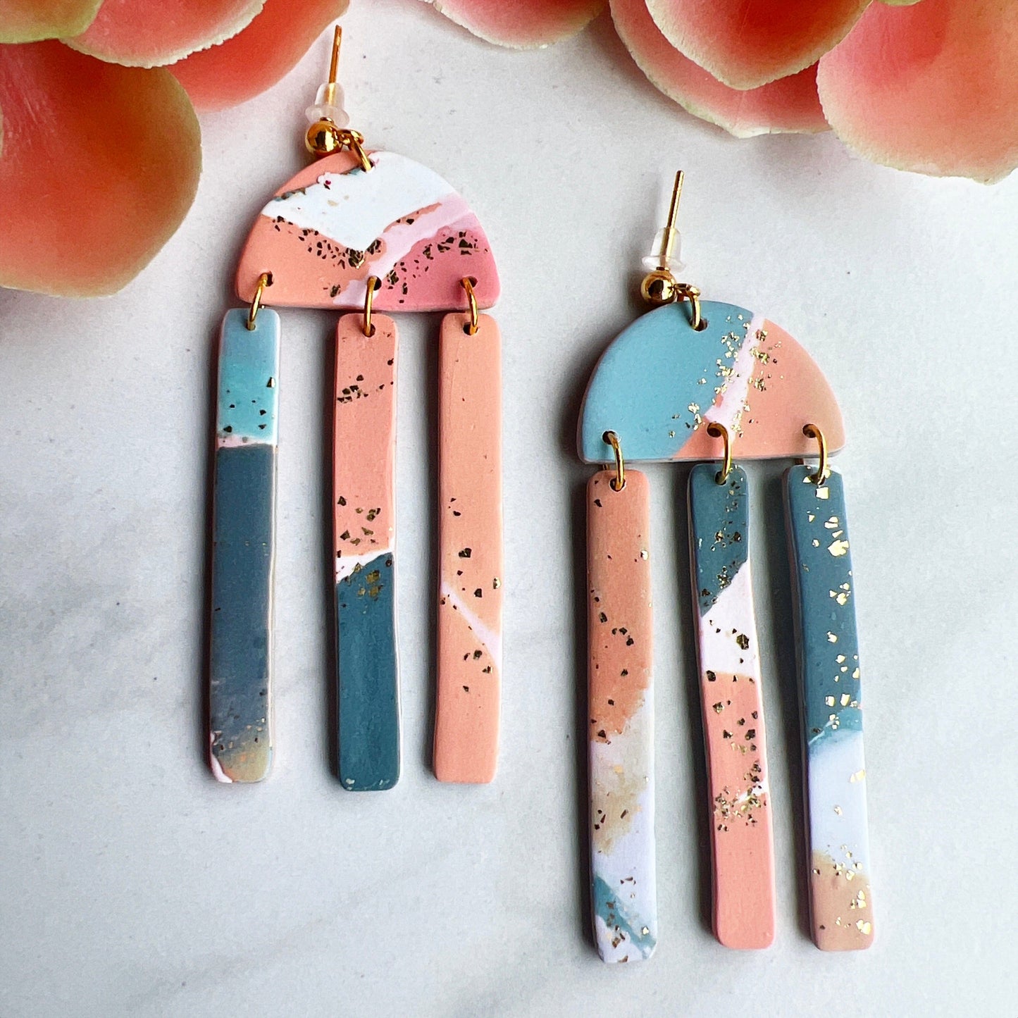 Earrings Waverly - Half Circle Earrings with Rectangle Dangles