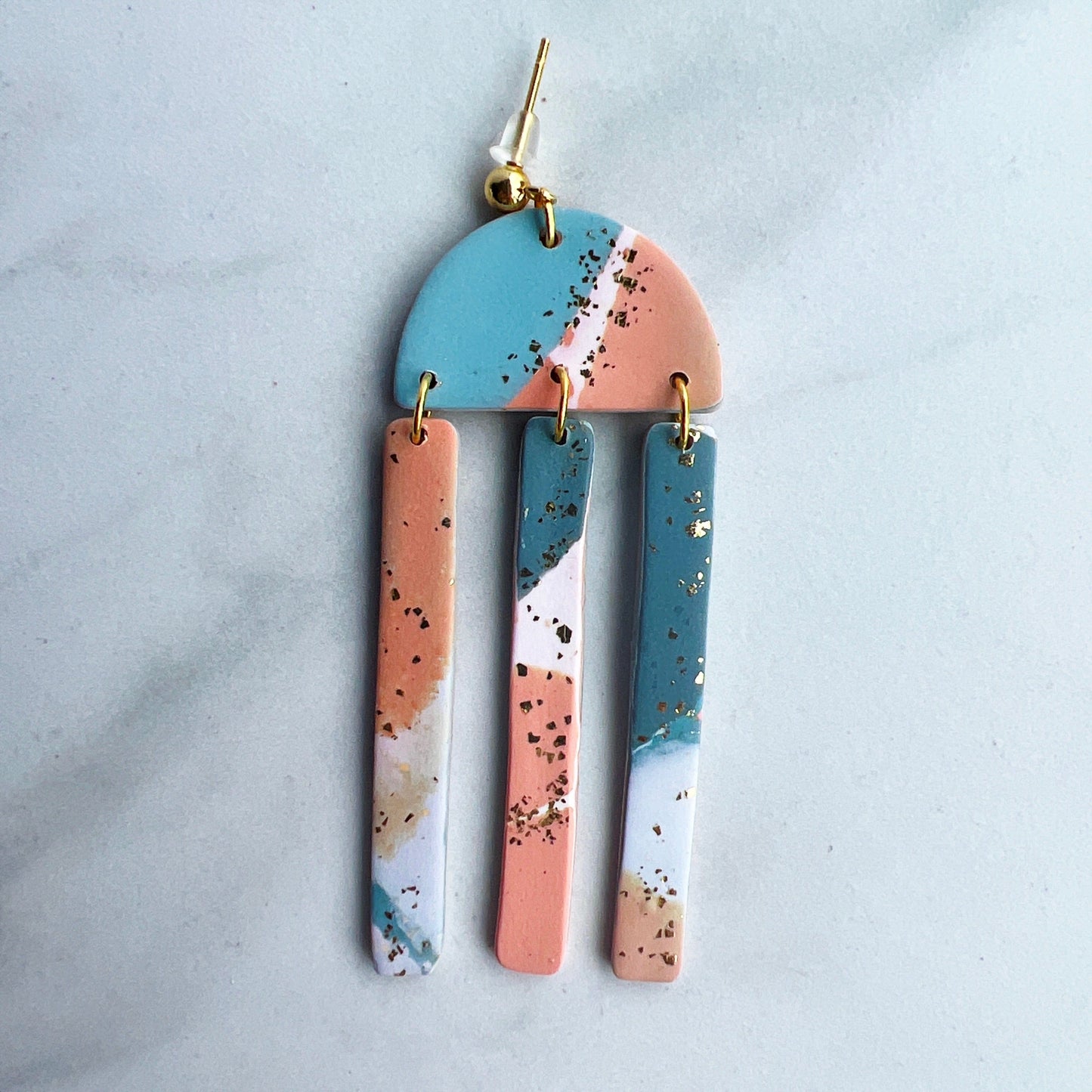 Earrings Waverly - Half Circle Earrings with Rectangle Dangles