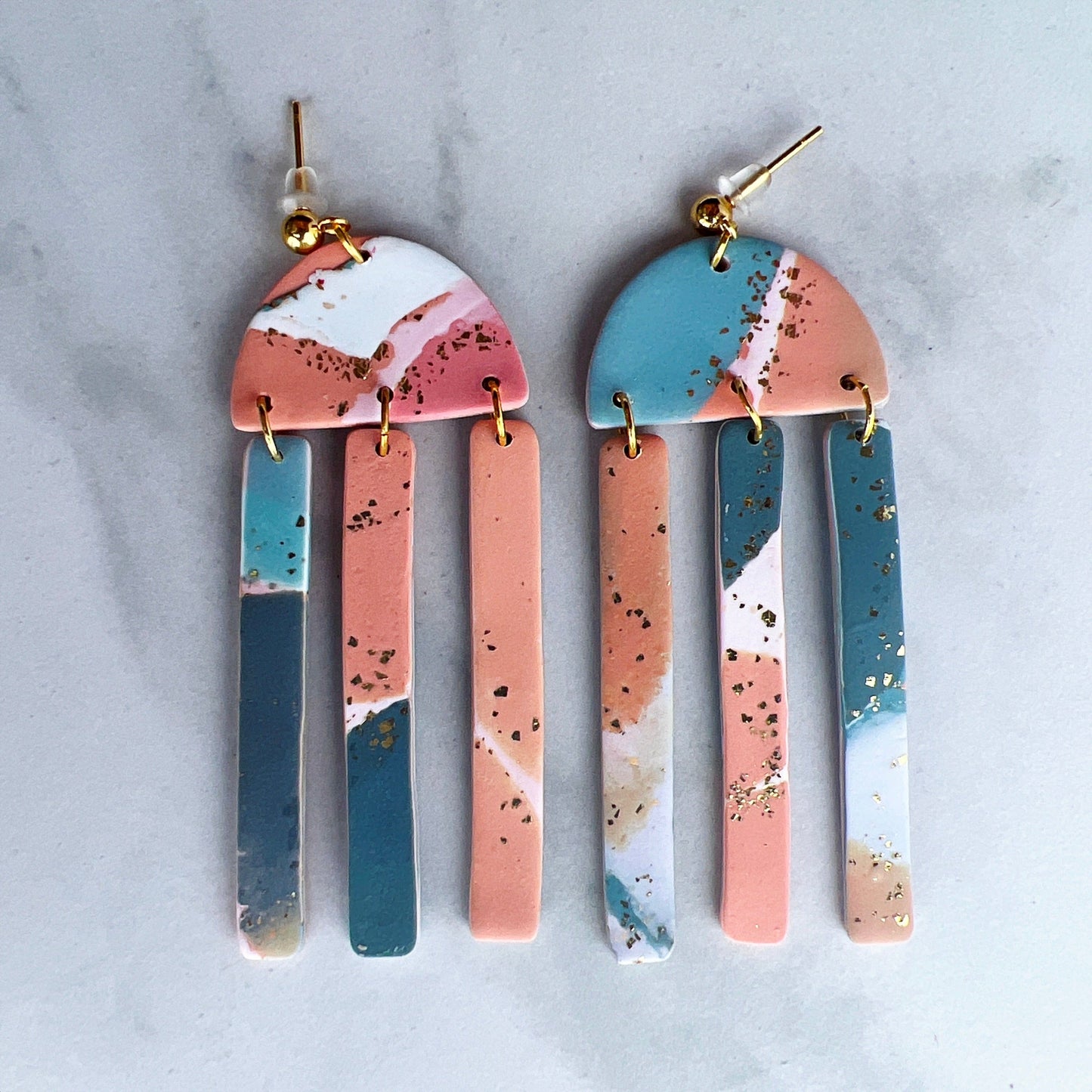Earrings Waverly - Half Circle Earrings with Rectangle Dangles