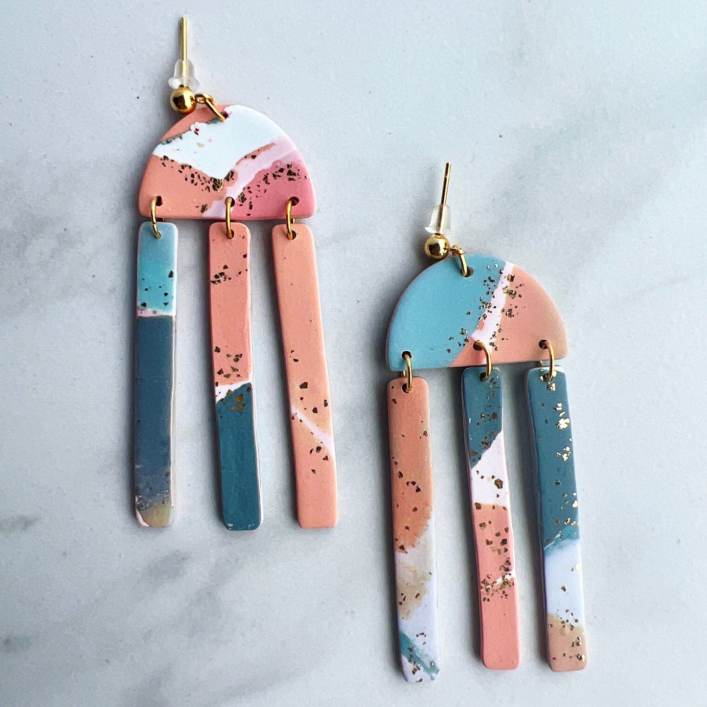 Earrings Waverly - Half Circle Earrings with Rectangle Dangles