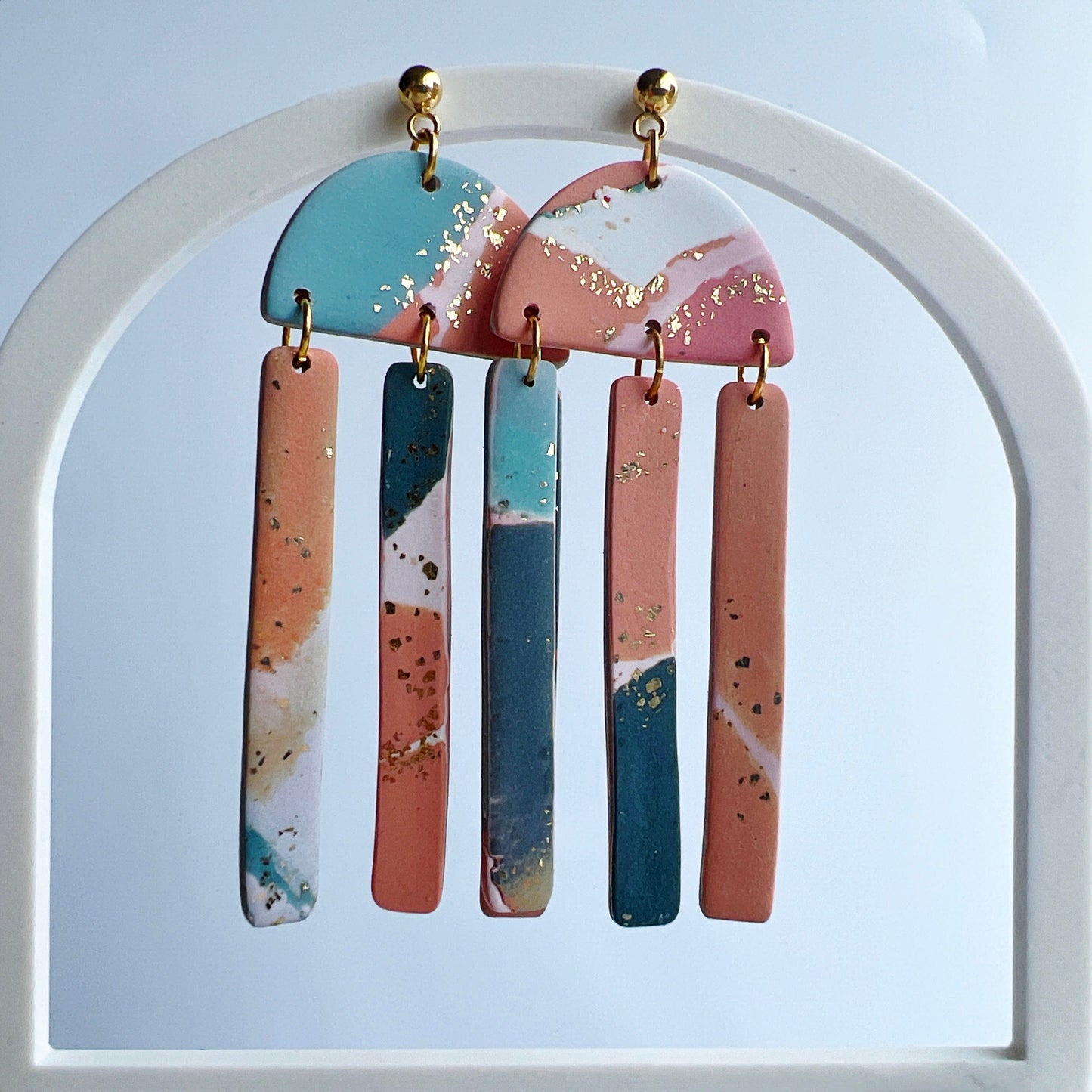 Earrings Waverly - Half Circle Earrings with Rectangle Dangles