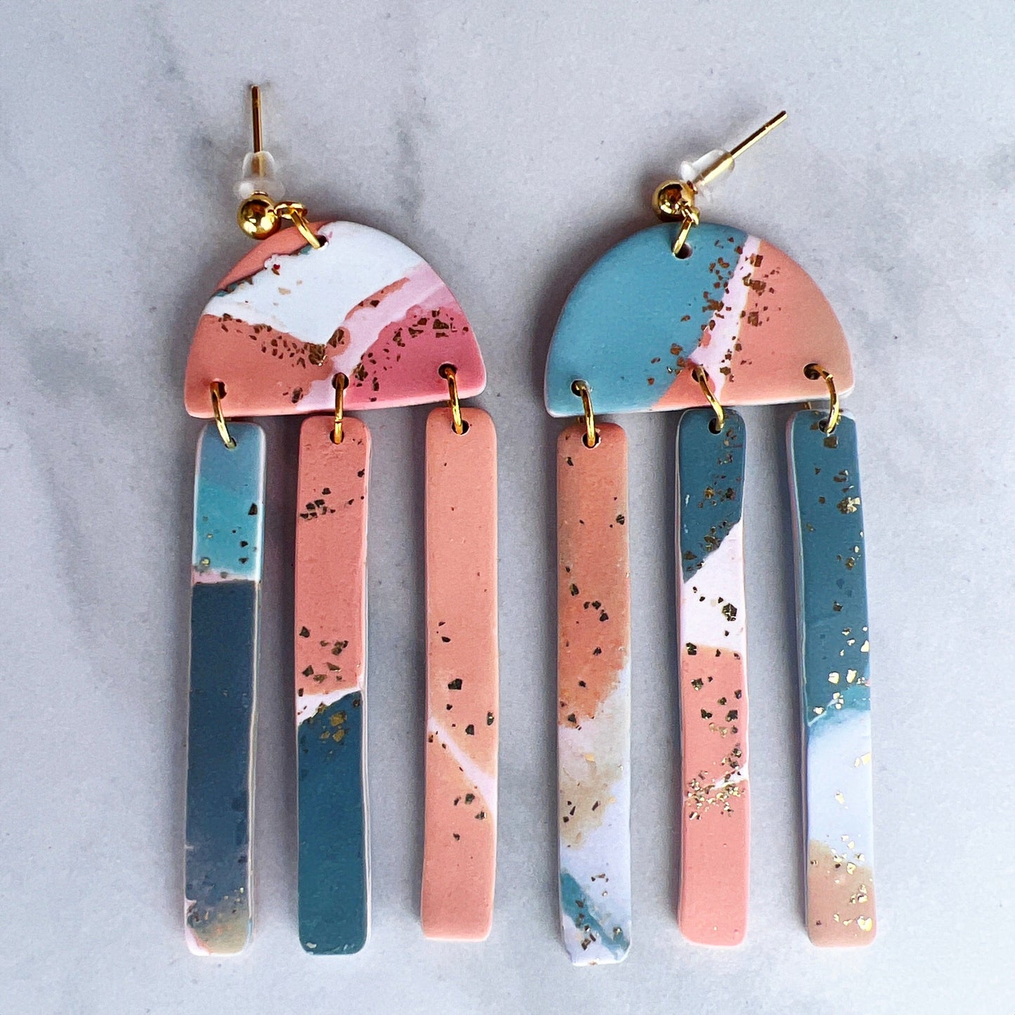 Earrings Waverly - Half Circle Earrings with Rectangle Dangles