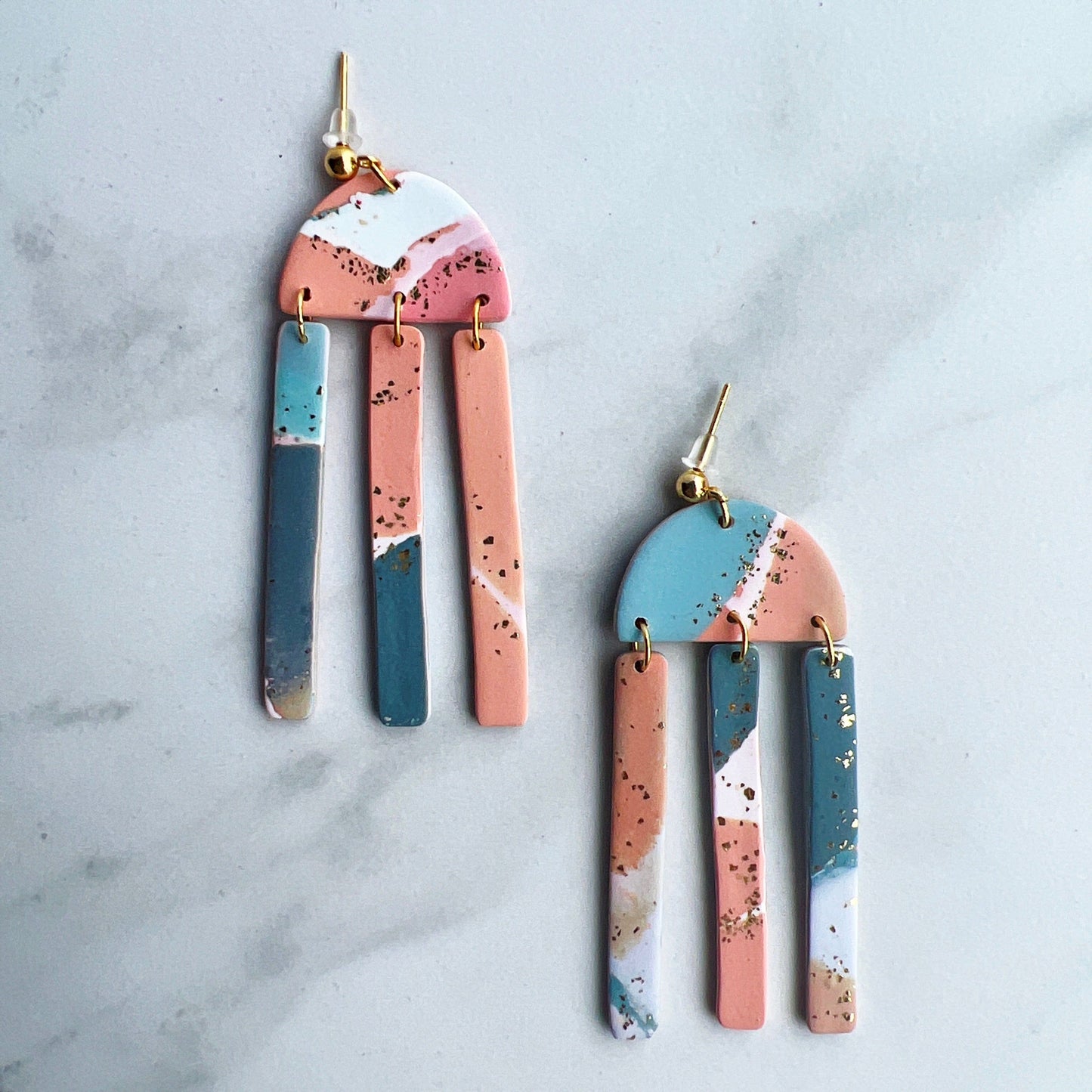 Earrings Waverly - Half Circle with Rectangle Dangles