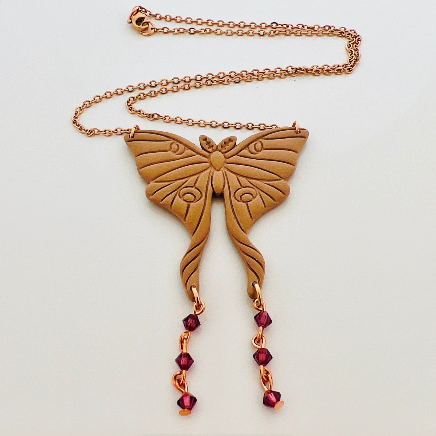 Moth Bicone Crystal Necklace 16”