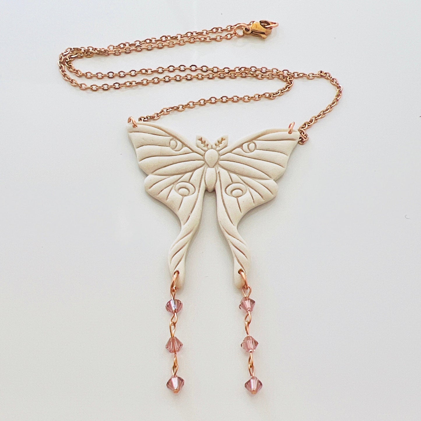 Moth Bicone Crystal Necklace 16”