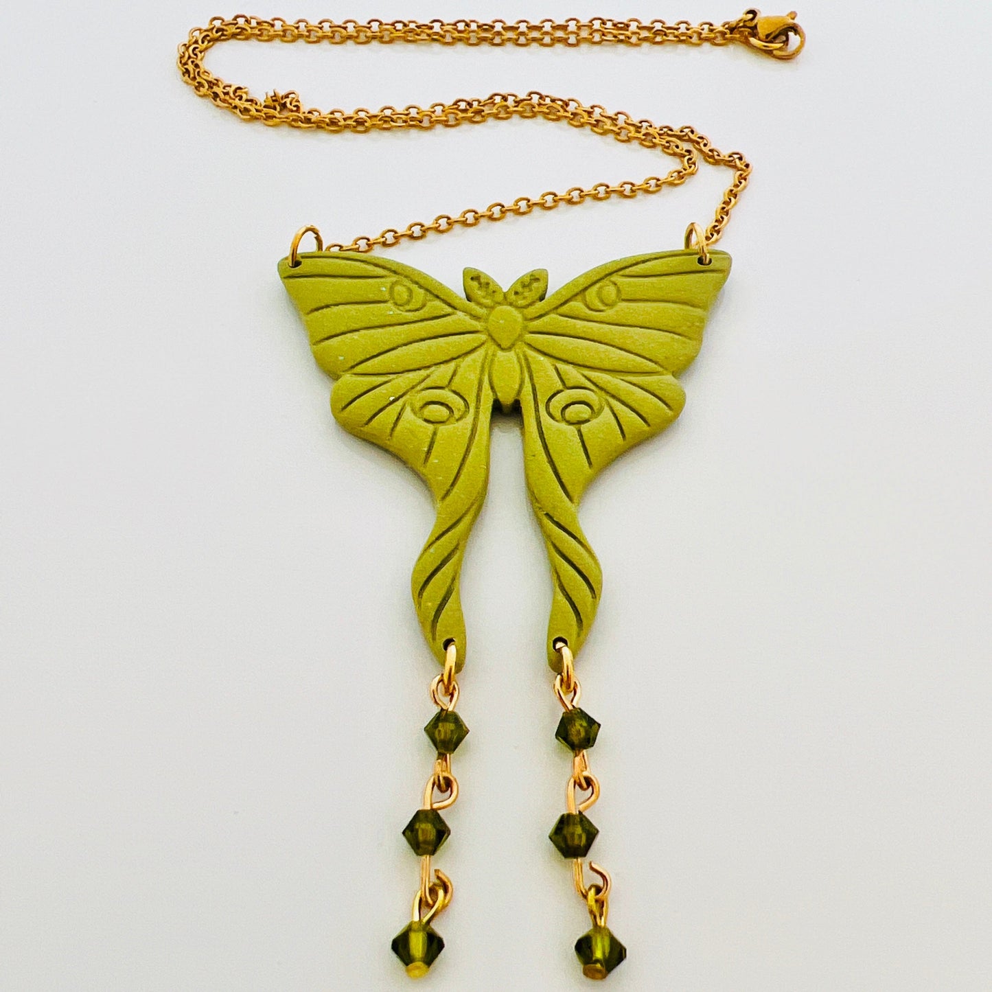 Moth Bicone Crystal Necklace 16”