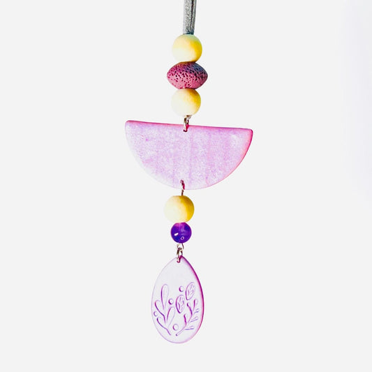 Oil Diffuser Purple Half Circle, Teardrop & Amethyst - Oil Diffuser