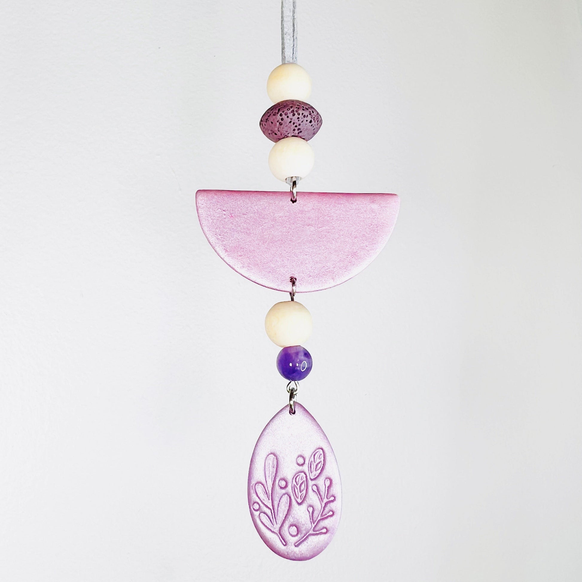 Oil Diffuser Purple Half Circle, Teardrop & Amethyst - Oil Diffuser