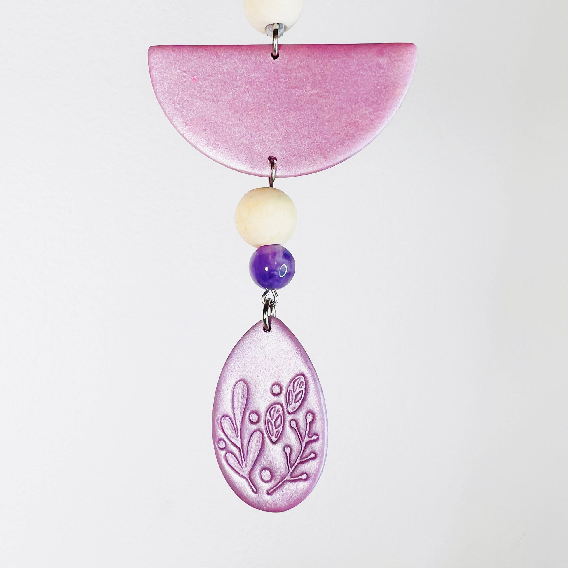 Oil Diffuser Purple Half Circle, Teardrop & Amethyst - Oil Diffuser