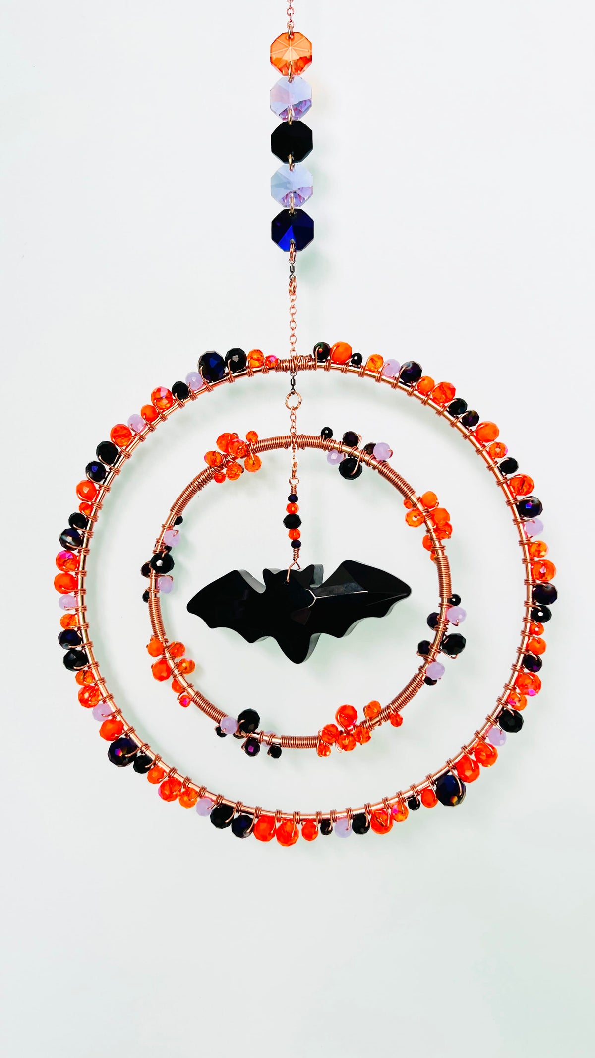 Midnight Harvest Bat – Halloween Crystal Bat Suncatcher