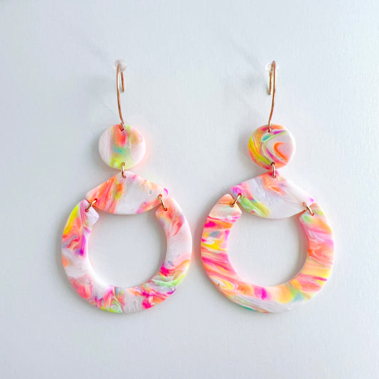 Bold Circle & Triangle Dangle Earrings – Geometric Design by Emaloe's Thingys