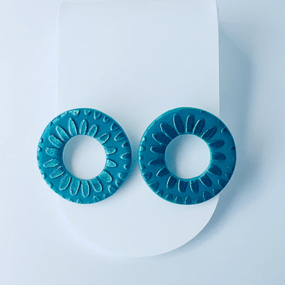 Circle Cutout Stud Earrings – Handmade Polymer Clay