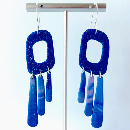 Midnight Galaxy Drop Earrings – Handmade Polymer Clay