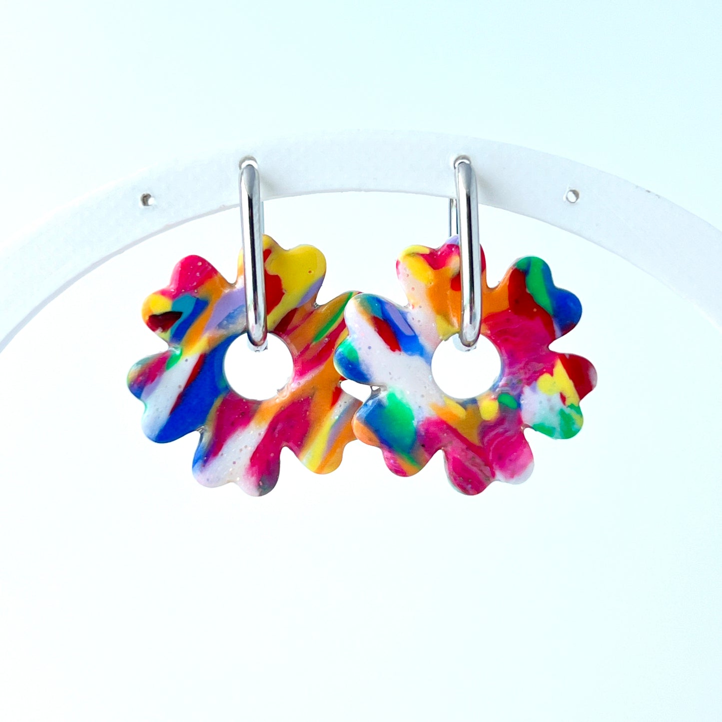 2-in-1 Flower Charm Hoop Earrings