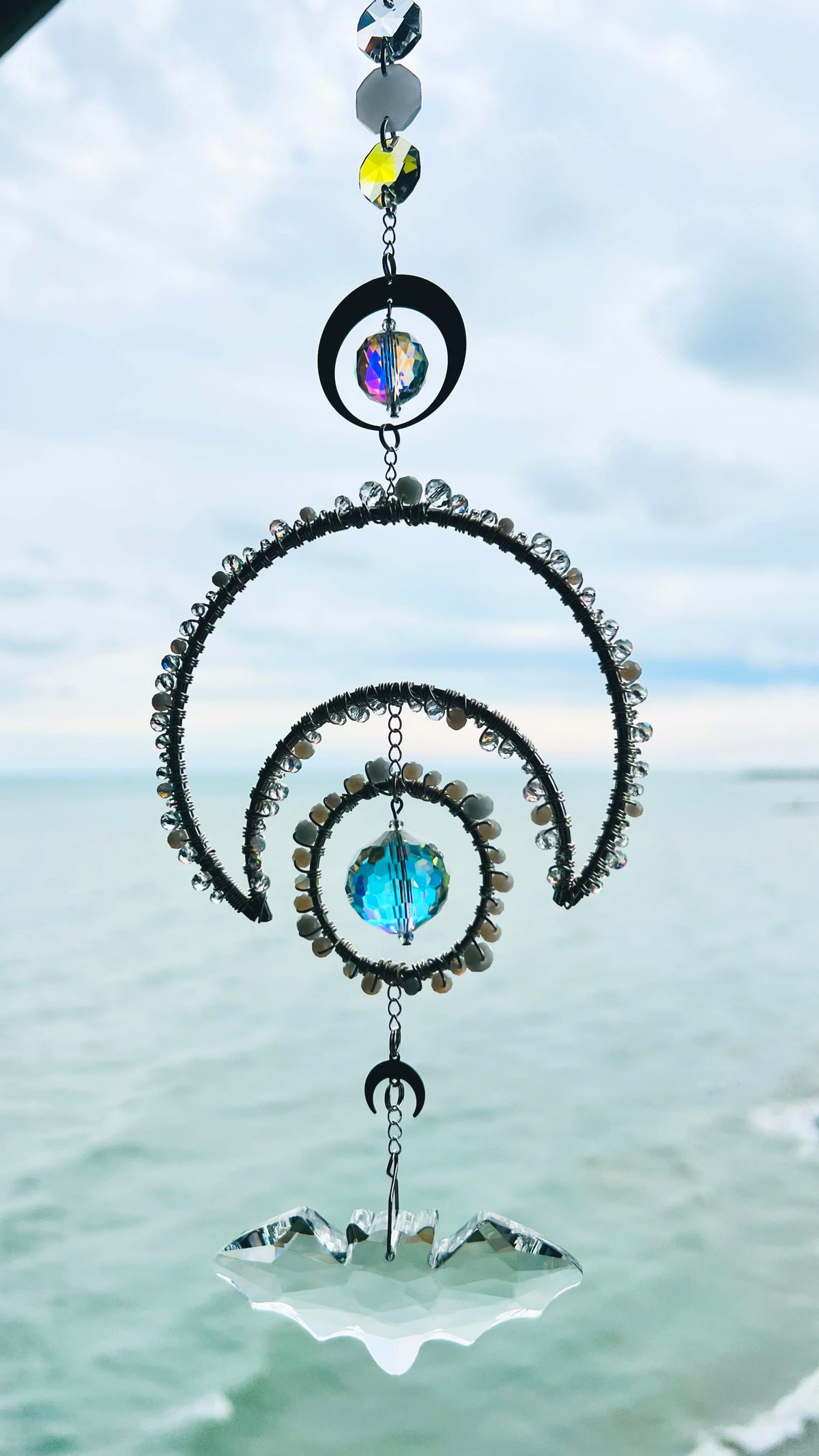 Moonlit Bat — Celestial Crystal Bat Suncatcher