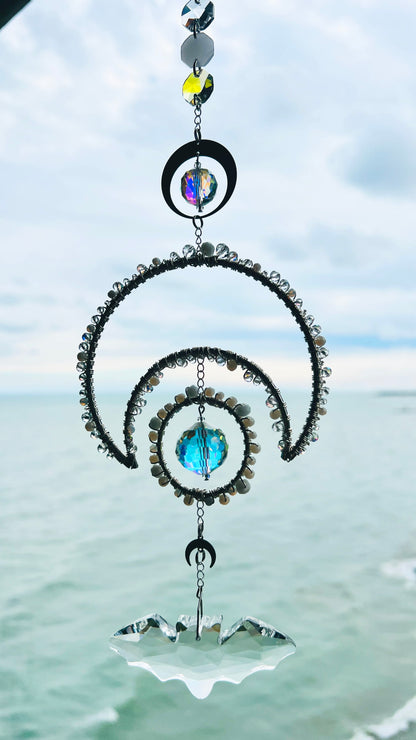 Moonlit Bat — Celestial Crystal Bat Suncatcher