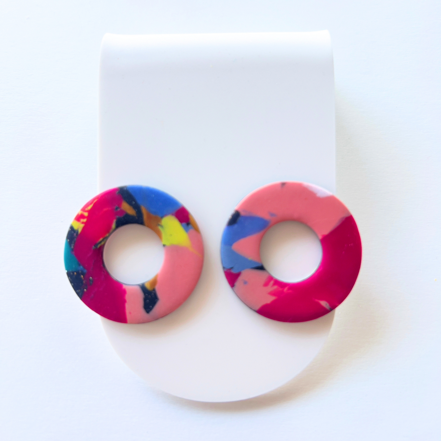 Circle Cutout Stud Earrings – Handmade Polymer Clay