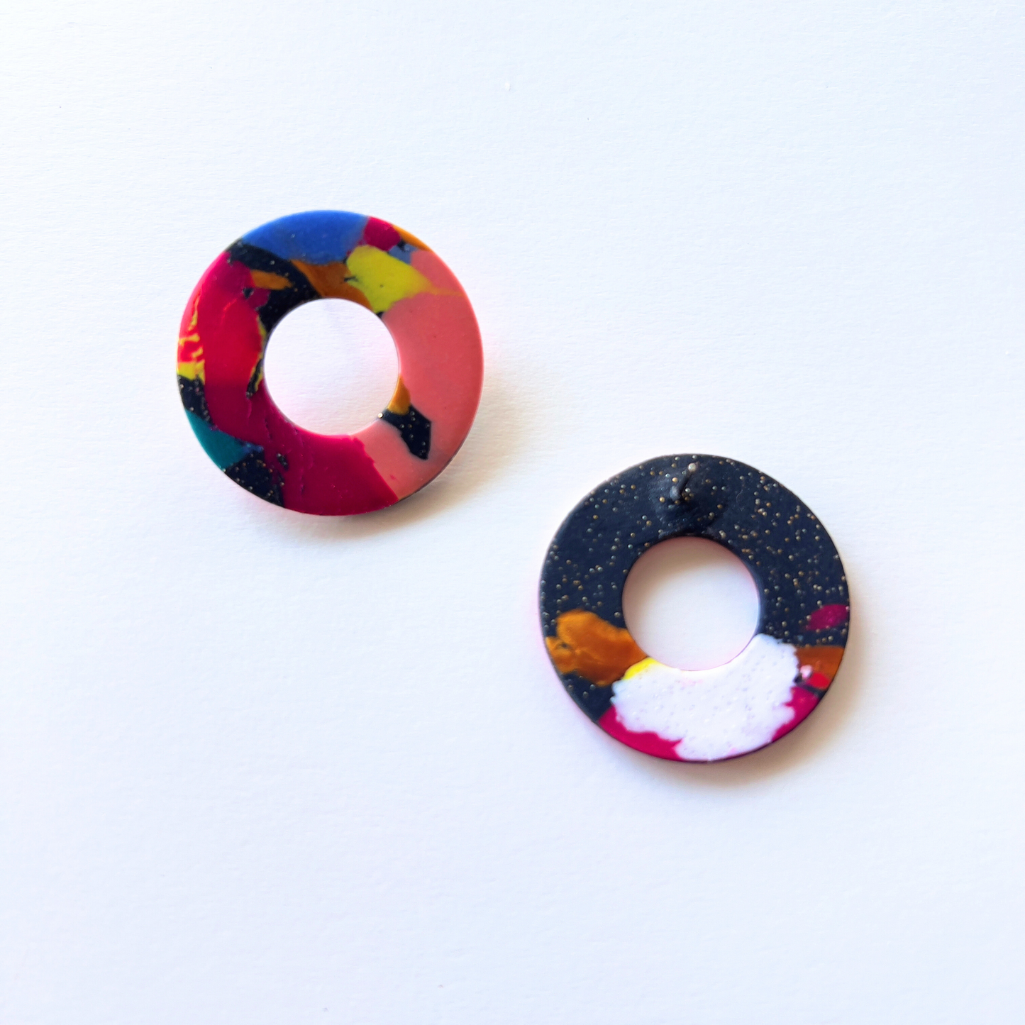 Circle Cutout Stud Earrings – Handmade Polymer Clay