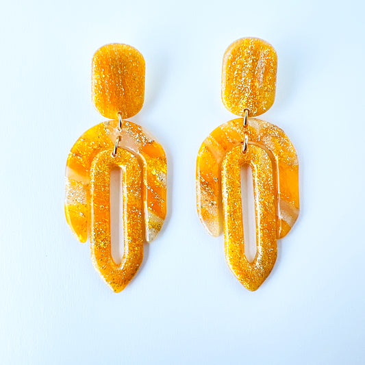 Golden Glitter Geometric Earrings