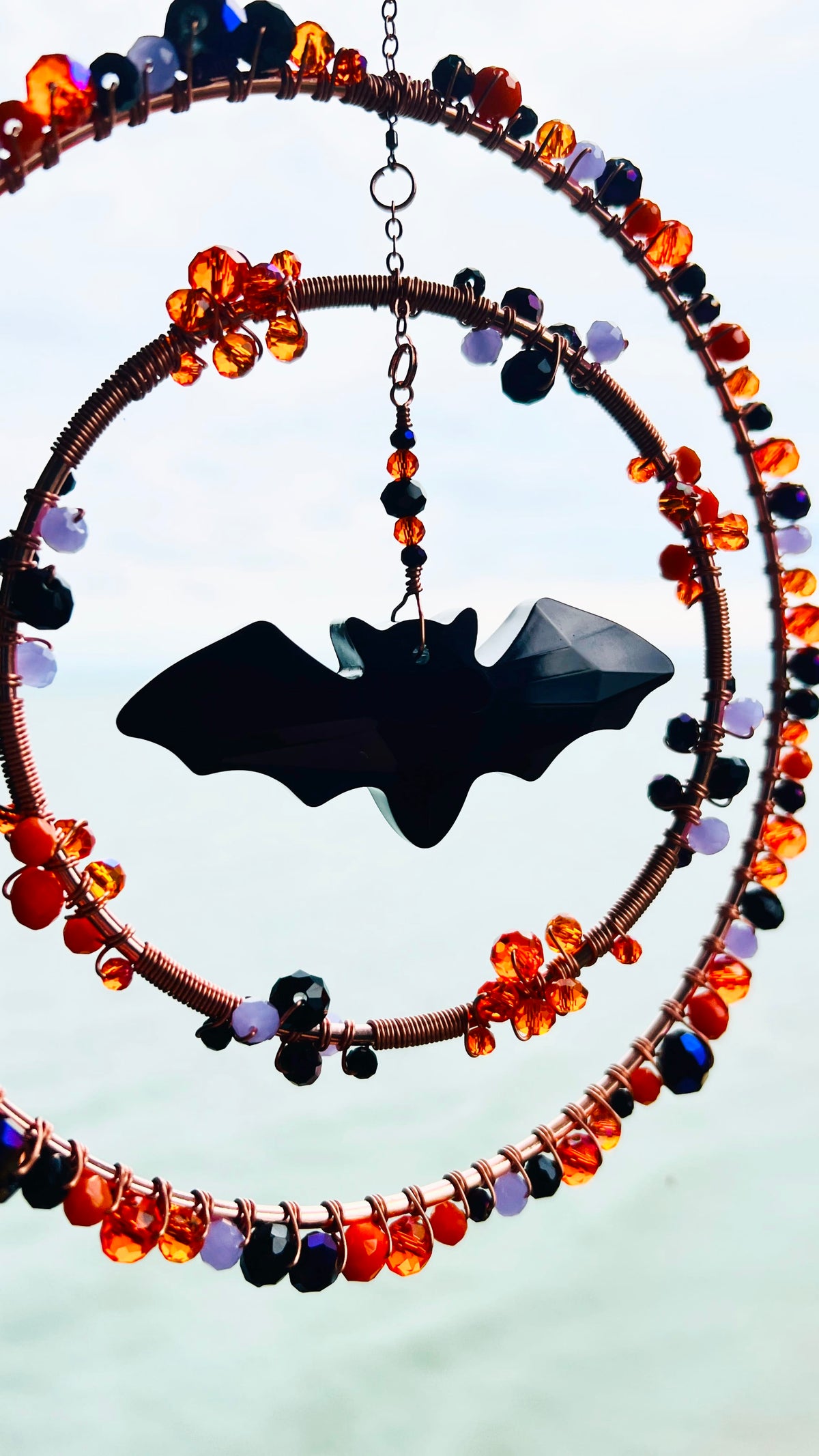 Midnight Harvest Bat – Halloween Crystal Bat Suncatcher