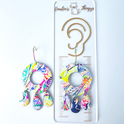 Paint Palette Drops – Handmade Rainbow Circle Teardrop Earrings