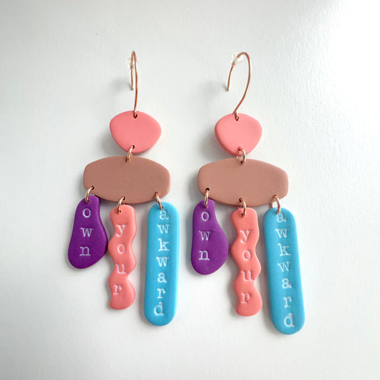 Own Your Awkward Earrings – Emaloe’s Thingys | Clay Dangle Earrings