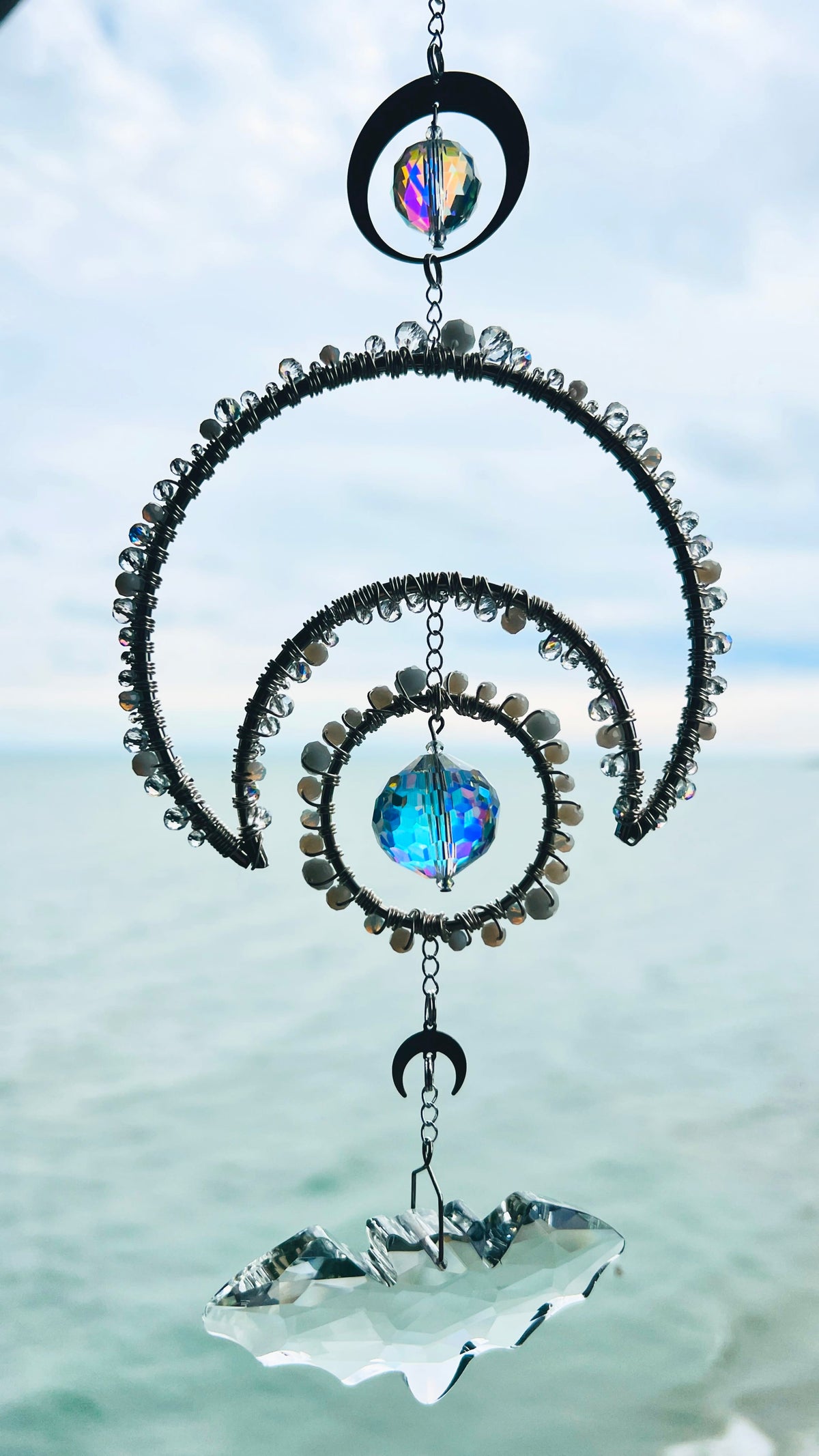 Moonlit Bat — Celestial Crystal Bat Suncatcher