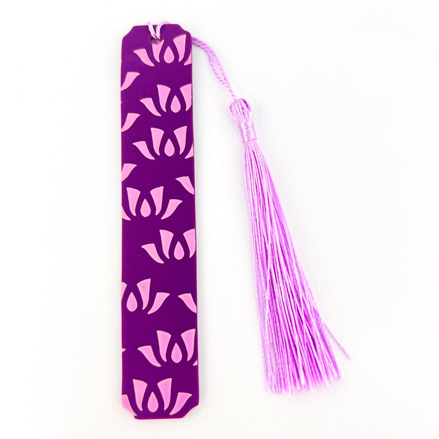 Bookmarks Purple & Pink Flourish Tall Beveled Edge Bookmarks