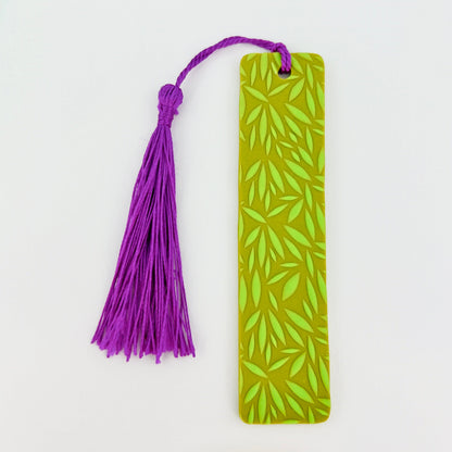 Bookmarks Olive with Bright Green Leaves Tall Curved Edge Bookmarks