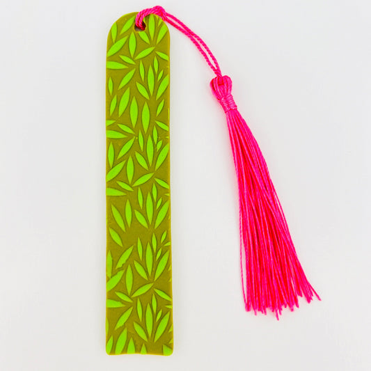 Bookmarks Olive & Bright Green Leaves Tall Rounded Top Bookmarks