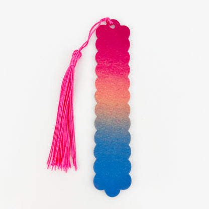 Bookmarks Pink, 0range, Blue Ombre Tall Scalloped Bookmarks