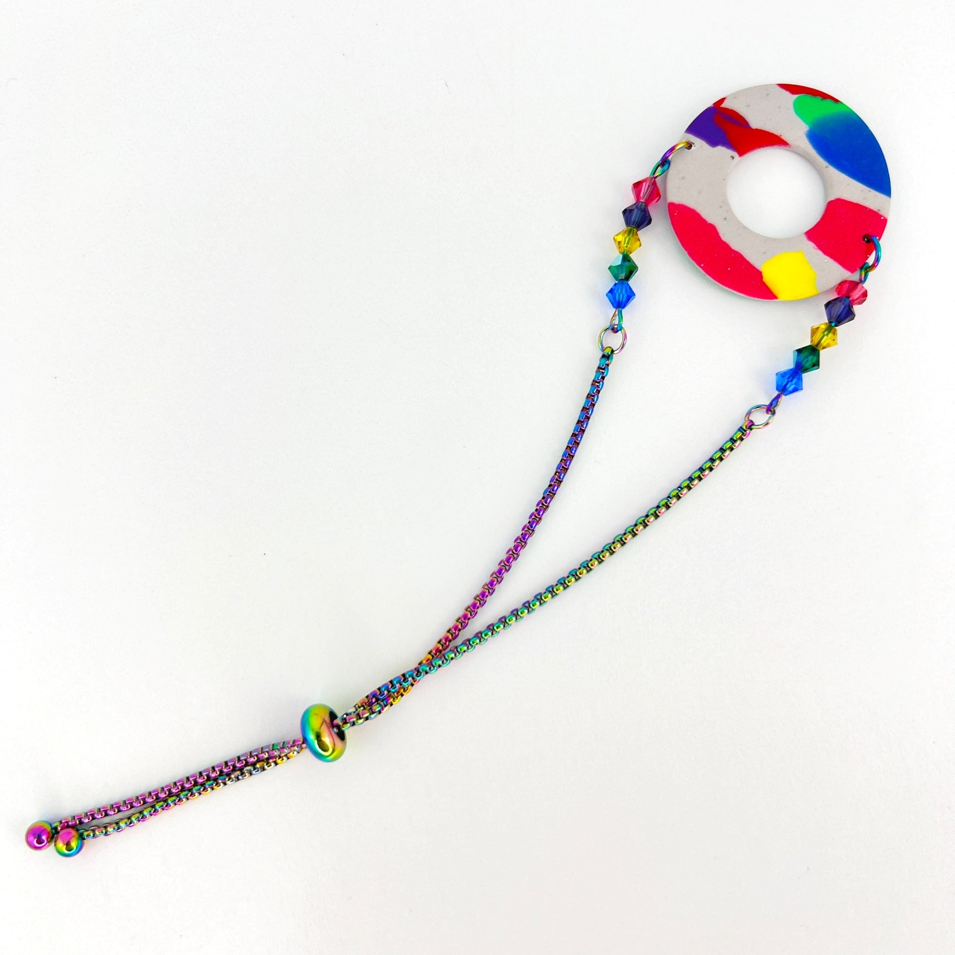 Bracelets Multi | Rainbow | Bicone Beads Beaded Circle Adjustable Chain Bracelet