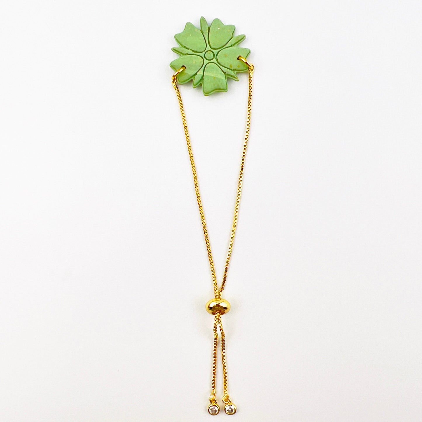 Bracelets Green & Gold Four Leaf Clover Adjustable Chain Bracelet